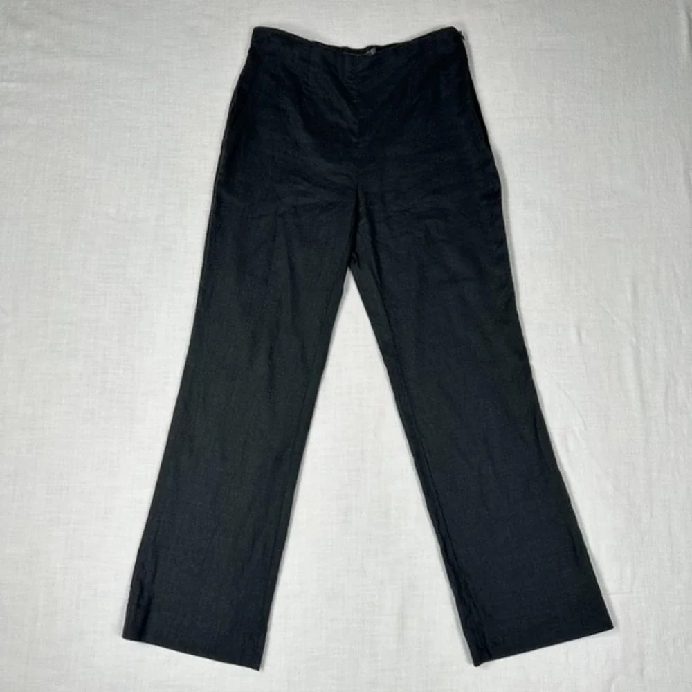 VTG Banana Republic Lindsey Stretch Linen Blend Pants 4P‎ Minimalist Y2K Black